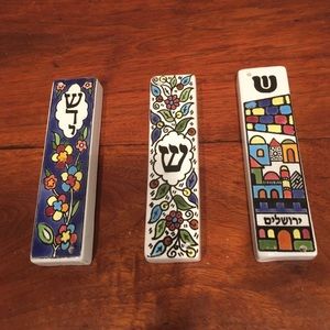 3 Ceramic Mezuzahs